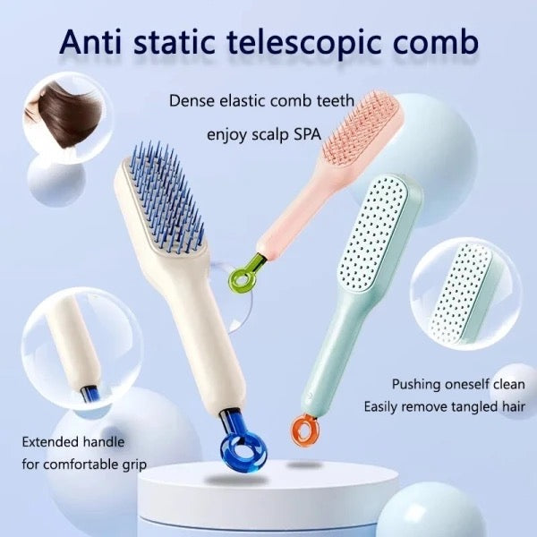 Magic Retractable Comb Self Cleaning Hair Brush Massage Anti-static Hair Smoothing Comb