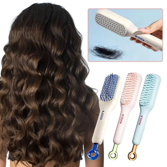 Magic Retractable Comb Self Cleaning Hair Brush Massage Anti-static Hair Smoothing Comb